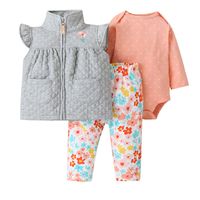 Chaleco Con Cremallera Para Bebé Pantalones Impresos Abrigo Traje De Tres Piezas main image 6