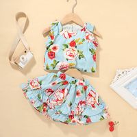 Traje De Dos Piezas Con Falda De Chaleco Estampado Para Bebé sku image 3