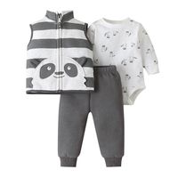 Chaleco Con Cremallera Para Bebé Pantalones Impresos Abrigo Traje De Tres Piezas sku image 3