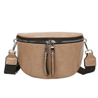 Fashion Solid Color Soft Leather Chest Bag Strap Crocodile Pattern Crossbody Bags sku image 1