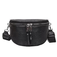 Fashion Solid Color Soft Leather Chest Bag Strap Crocodile Pattern Crossbody Bags sku image 3