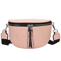 Fashion Solid Color Soft Leather Chest Bag Strap Crocodile Pattern Crossbody Bags sku image 4