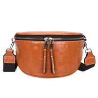 Fashion Solid Color Soft Leather Chest Bag Strap Crocodile Pattern Crossbody Bags sku image 5
