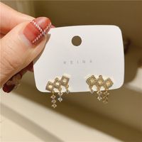 Fashion Micro-inlaid Zircon Square Tassel Geometric Earrings main image 1