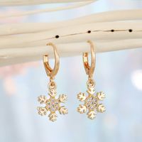 Korean Diamond-studded Zircon Flower Earring main image 4