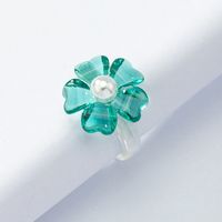 Großhandel Mode Harz Blume Perle Ring main image 6