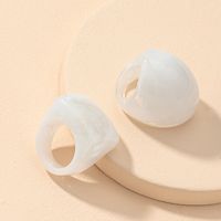 Wholesale Fashion White Wide Face Resin Ring Set main image 4