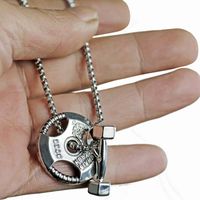 Dumbbell Barbell Combination Pendant Stainless Steel Necklace main image 4