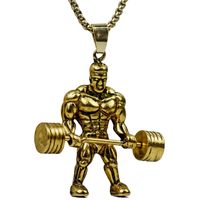 Simple Weightlifting Muscle Men Stainless Steel Necklace Wholesale main image 1