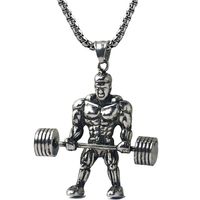 Simple Weightlifting Muscle Men Stainless Steel Necklace Wholesale main image 6