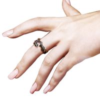 Retro Geometric Open Dragon Power Three-color Ring main image 5