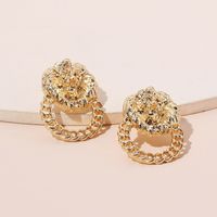 Retro Golden Lion Alloy Earrings Wholesale main image 4