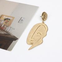 Retro Golden Face Alloy Earrings Wholesale main image 5