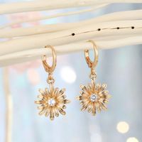 Korean Diamond-studded Zircon Flower Earring sku image 1