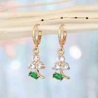 Korean Diamond Zircon Four-leaf Clover Earrings sku image 1