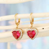 Korean Diamond Alloy Plating Heart-shaped Earrings sku image 1