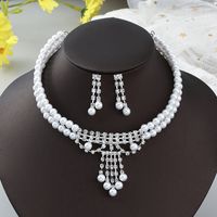 Fashion Bridal Jewelry Necklace Earrings Two-piece sku image 1
