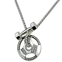 Dumbbell Barbell Combination Pendant Stainless Steel Necklace sku image 1