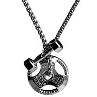 Dumbbell Barbell Combination Pendant Stainless Steel Necklace sku image 2