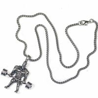 Simple Weightlifting Muscle Men Stainless Steel Necklace Wholesale sku image 1