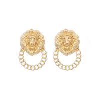 Retro Golden Lion Alloy Earrings Wholesale sku image 1