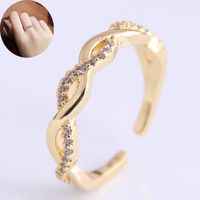 Korean Fashion Copper Simple Diamond Open Ring main image 1