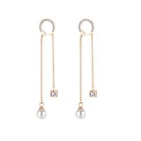 Fashion Tassel Stainless Steel Long Pearl Earrings main image 2