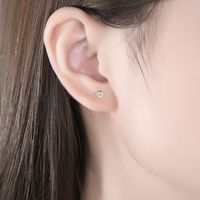 Simple Silver Zircon Round Earrings main image 3