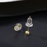 Simple Silver Zircon Round Earrings main image 5