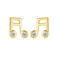 Korean Musical Note Diamond Silver Earrings main image 1