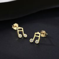 Korean Musical Note Diamond Silver Earrings main image 4