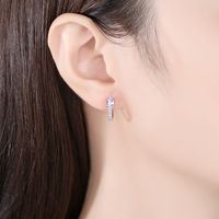 Simple Diamond Geometric Silver Earrings Wholesale main image 3