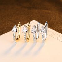 Simple Diamond Geometric Silver Earrings Wholesale main image 4