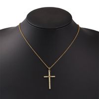 Einfache Kreuz Kupfer Eingelegte Zirkonium Halskette main image 3