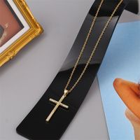 Einfache Kreuz Kupfer Eingelegte Zirkonium Halskette main image 5