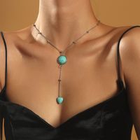 Retro Heart-shape Turquoise Long Necklace Wholesale main image 3