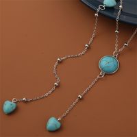 Retro Heart-shape Turquoise Long Necklace Wholesale main image 4