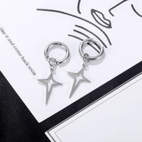Simple Star Stainless Steel Earrings Wholesale main image 4