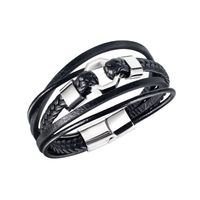 Retro Multi-layer Woven Stainless Steel Magnetic Buckle Bracelet main image 6