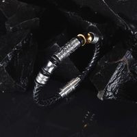 Retro Woven Stainless Steel Leather Bracelet Wholesale main image 4
