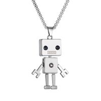 Simple Square Robot Titanium Steel Necklace main image 2
