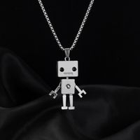 Simple Square Robot Titanium Steel Necklace main image 3