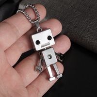 Simple Square Robot Titanium Steel Necklace main image 6