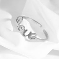 Fashion Letters Stainless Steel Open Ring main image 4