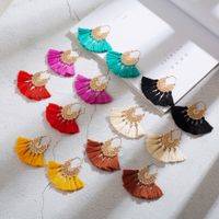 New Geometric Woven Pattern U-shaped Alloy Tassel Earrings main image 1