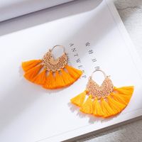 New Geometric Woven Pattern U-shaped Alloy Tassel Earrings main image 4