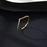 Fashion V-shaped Inlaid Rhinestone S925 Silver Ring Wholesale sku image 3