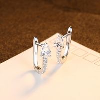 Simple Diamond Geometric Silver Earrings Wholesale sku image 2