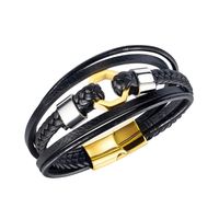 Retro Multi-layer Woven Stainless Steel Magnetic Buckle Bracelet sku image 1