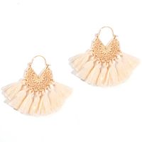 New Geometric Woven Pattern U-shaped Alloy Tassel Earrings sku image 1